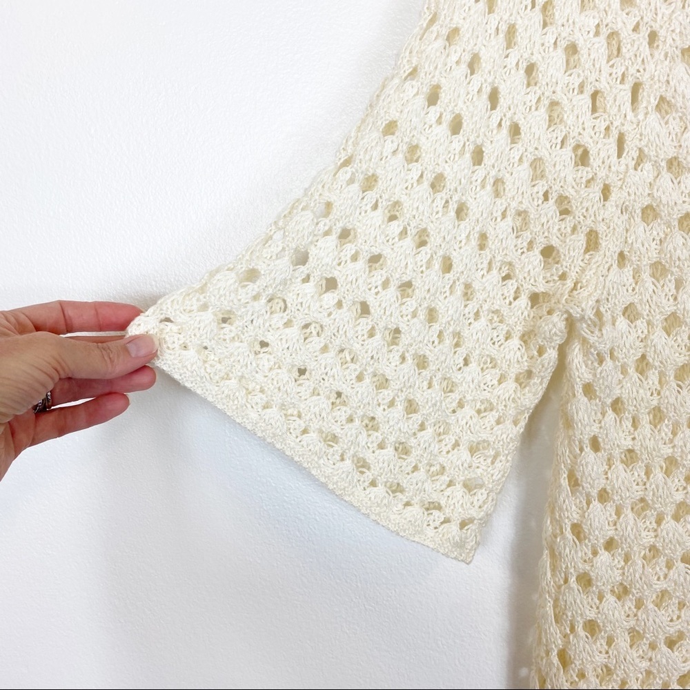 Chico's Crochet Half Sleeve Top Cream Size Small - Picture 4 of 12